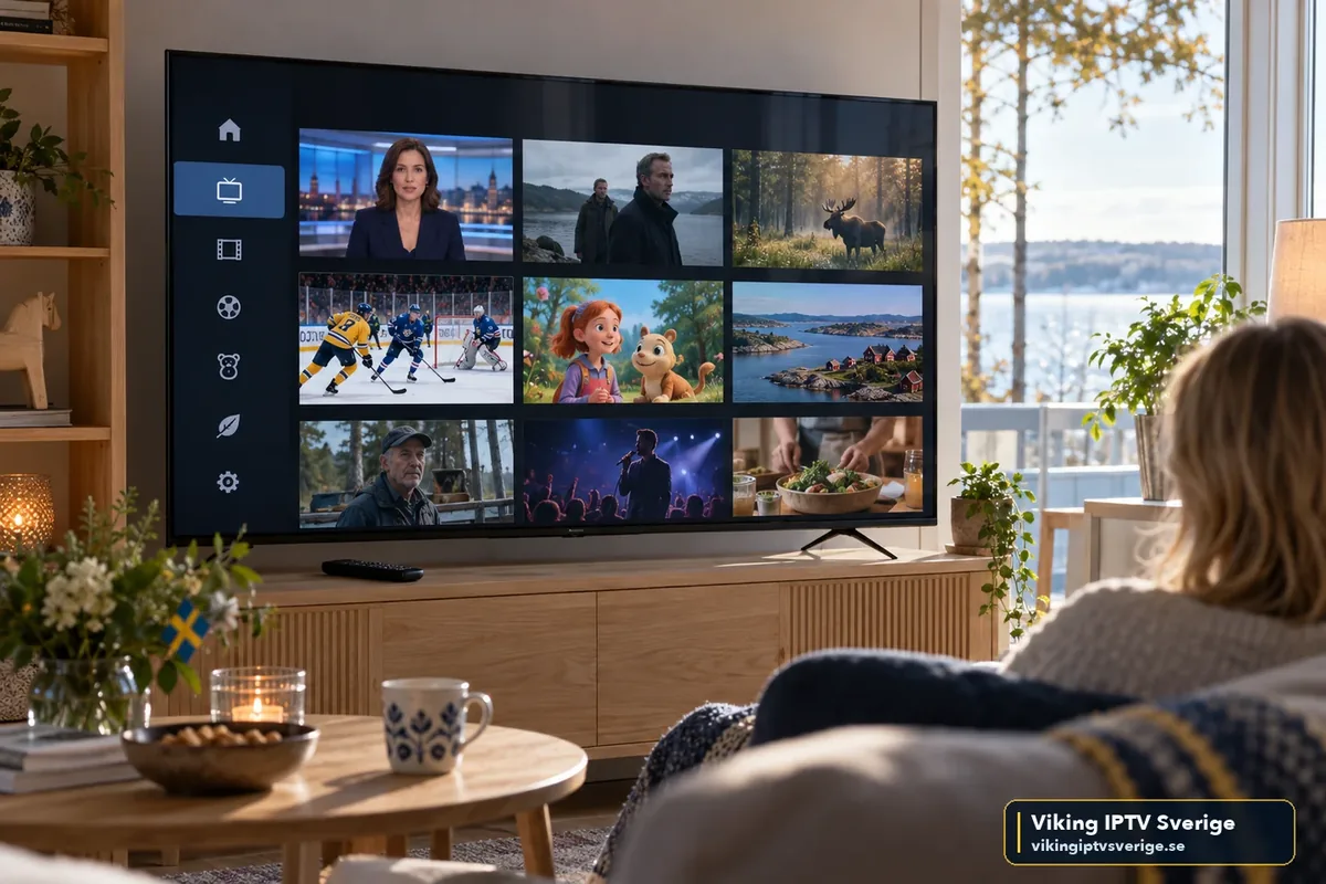 Svenska och nordiska IPTV-kanaler Smart TV med svenska och nordiska kanalkategorier: nyheter, sport, barnprogram och natur
